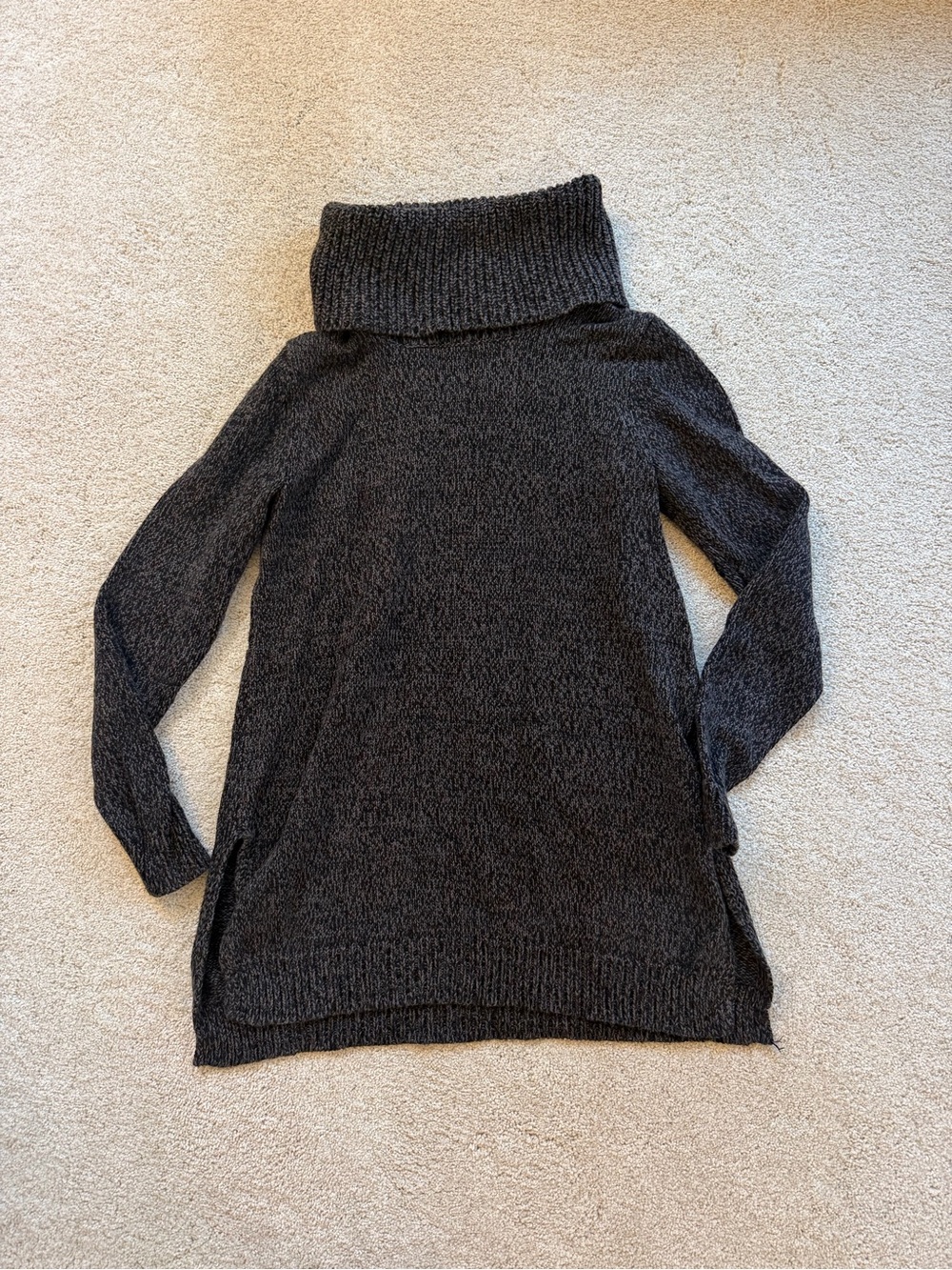 Ellen Tracy Charcoal Fold-Over Turtleneck Sweater